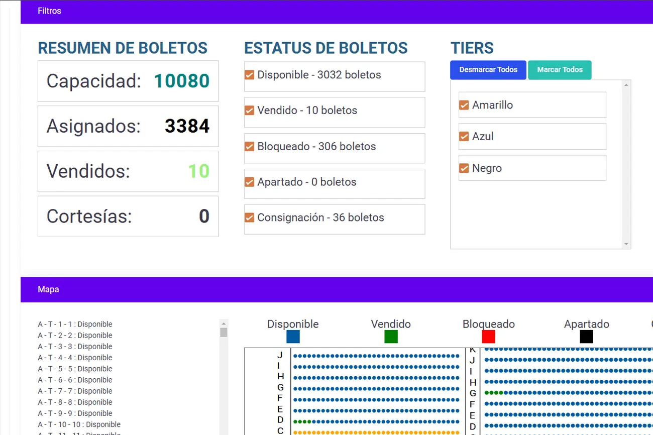 Proyecto Boletera con mapa interactivo